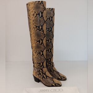 Jimmy Choo Women's Beca 45mm Yellow Snake Print Boots - EU36/US6